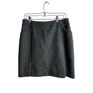 Boden‎ British Tweed by Moon 100% Wool Skirt Size 8 US Herringbone Lined